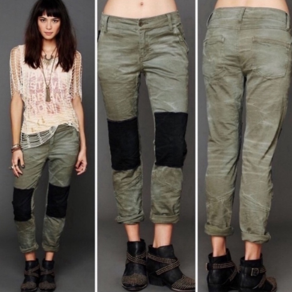 Free People Distressed Cargo Jeans